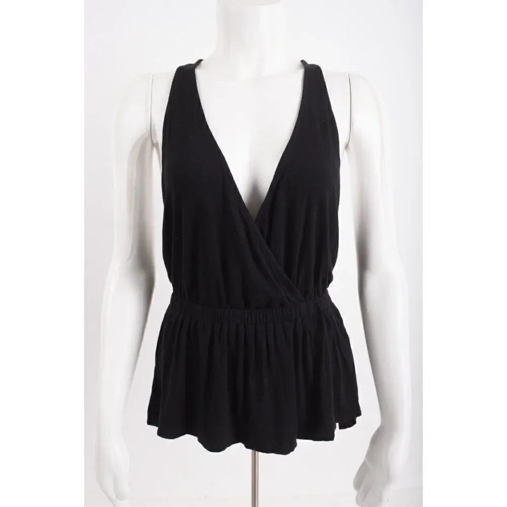 Free People We The Free Womens Top Shirt Peplum Size S Black Racerback